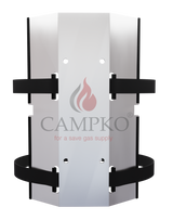 CAMPKO Wandhalterung für 300-ml-Gasflasche + 2 Edelstahlbänder mit Stiftspanner