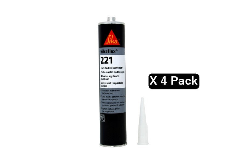 Sikaflex 221 300 ml - schwarz, 4er-Pack