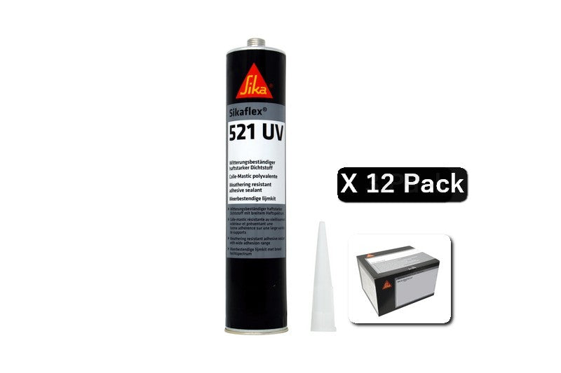 Sikaflex 521UV 300 ml – Schwarz, 12er-Packung