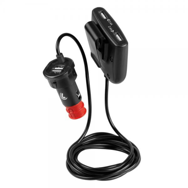 Cargador USB Lampa de 4 puertos con cable de extensión - Carga rápida - 7800 mA - 12/24 V 38883 