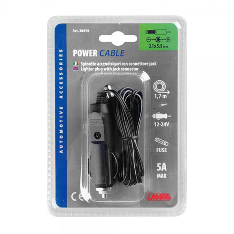 Lamp Plug for cigarette lighter socket with jack connector, 12/24V 
