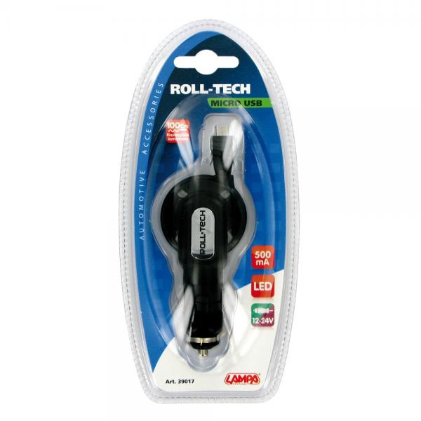 Lámpara Roll-Tech, cargador micro USB - 500 mA - 12/24 V 39017 