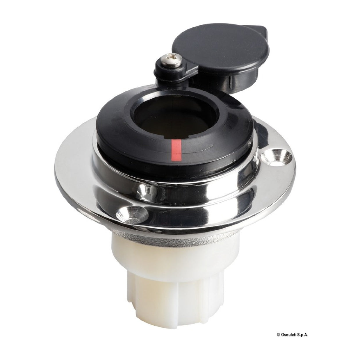 Osculati Base recta de empotrar en acero inoxidable con tapa negra 11.000.06