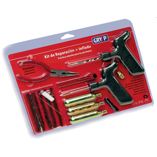 Kit de reparación de neumáticos de motocicleta sin cámara Gryyp (sin bolsa)