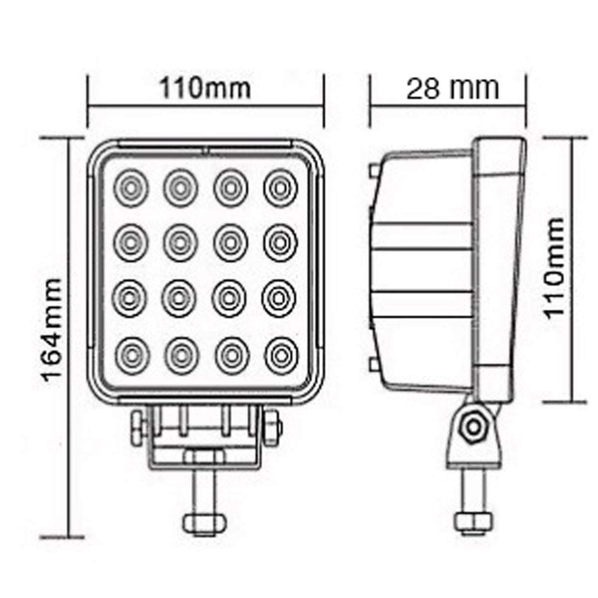 Trem Faro Imbarcazioni impermeabile a 16 LED x 3W