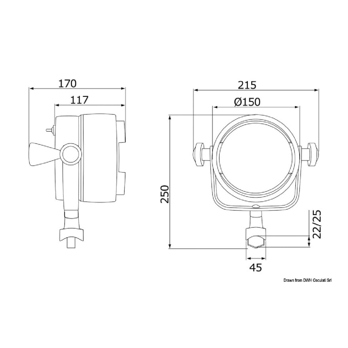 Osculati Faro Night Eye ottone cromato 12 V