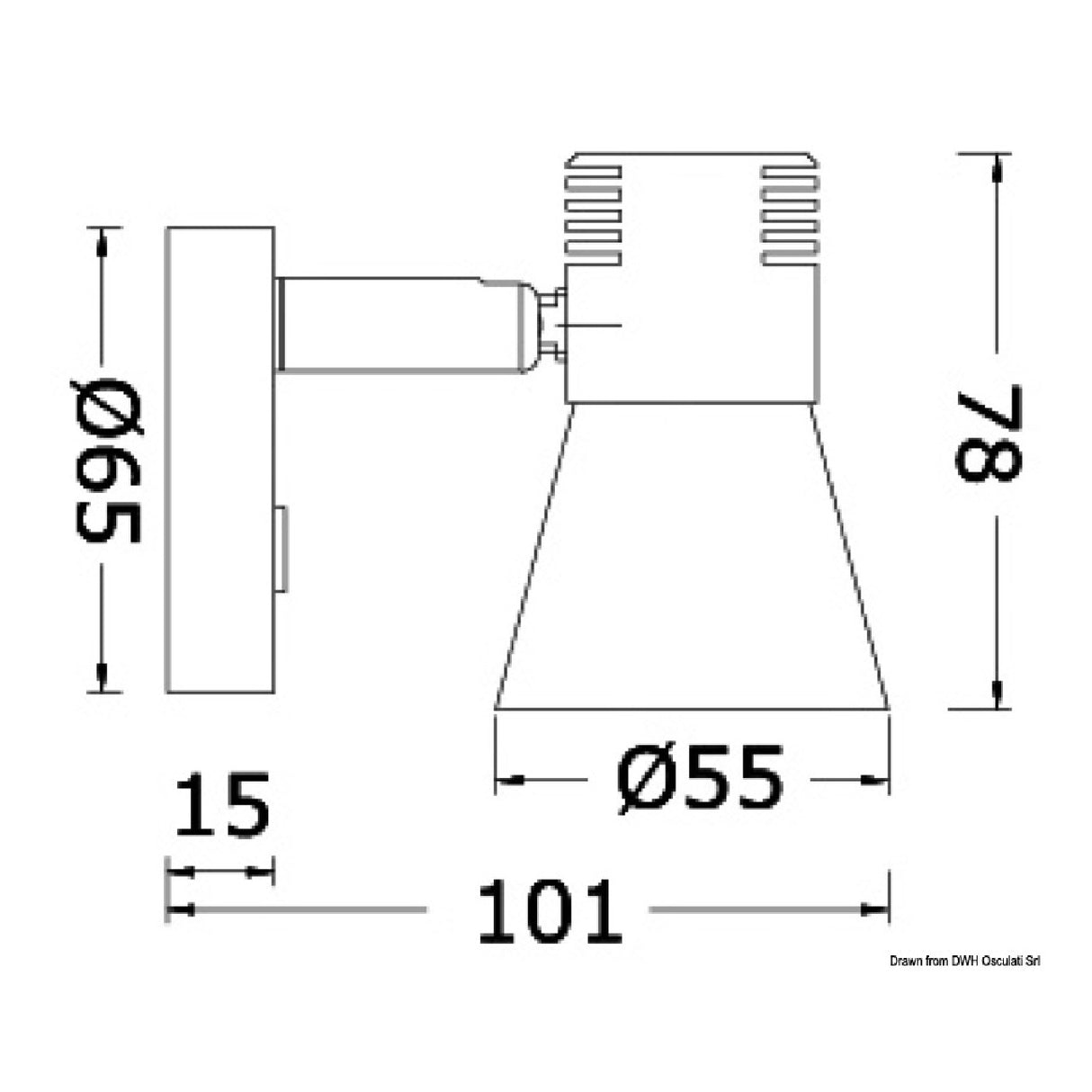 Foco LED regulable Osculati con reflector de cristal 13.439.56