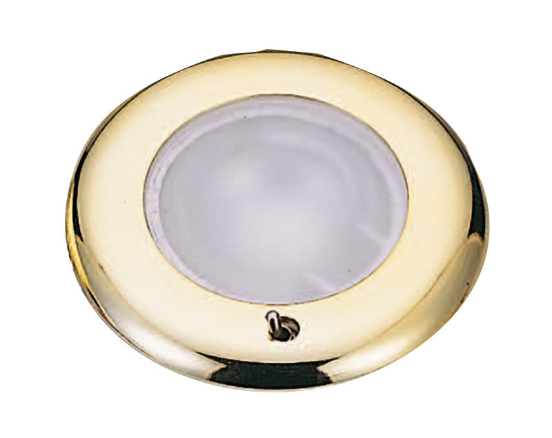 Lámpara de techo LED empotrable SOLE de Osculati con anillo dorado e interruptor 13.877.83