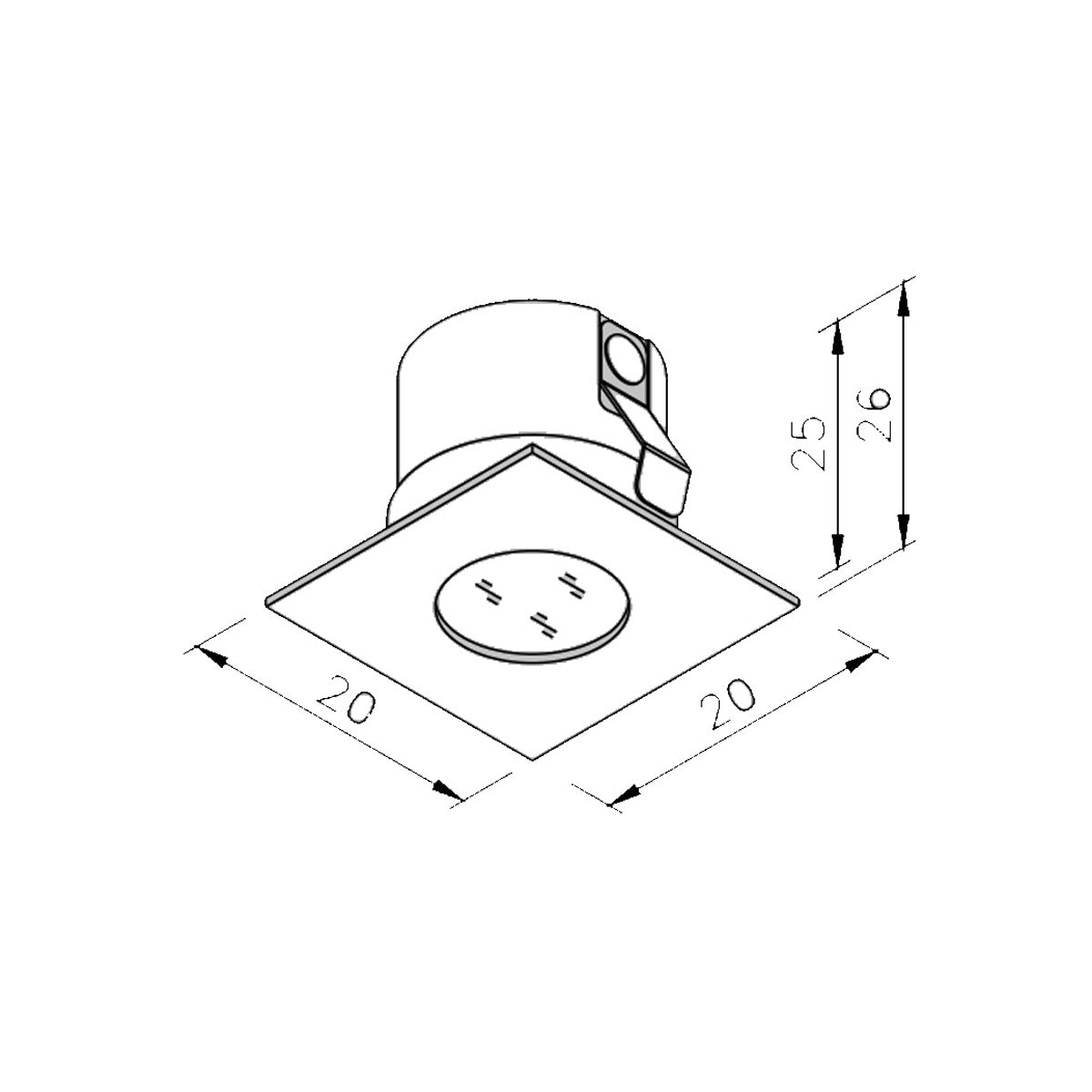 Lámpara LED empotrable de techo Auroled Mini Flat 20x20mm