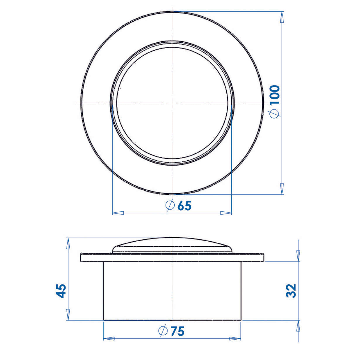 Trem Push On 16 LED Recessed Boat Ceiling Light