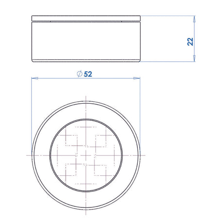 Trem Runde LED-Bootsdeckenleuchte, Durchmesser 52 mm, Höhe 22 mm