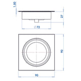 Trem Faretto alogeno quadro mm 85x85 mm 85x85 Lampada 12V 10W luce Bianco