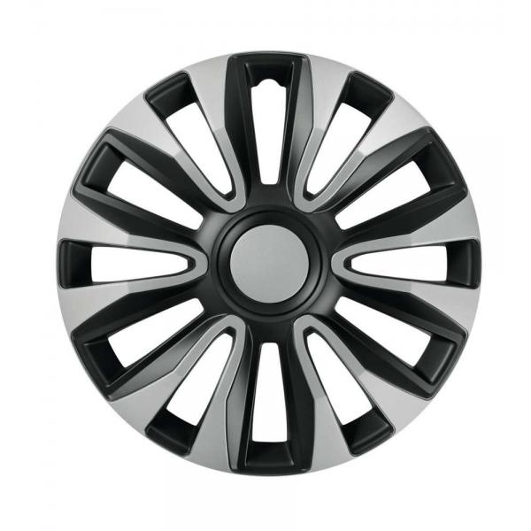Pilot 4-teilige Radkappen - Tech-One Avalone Silber &amp; Schwarz lackiert - 15" 