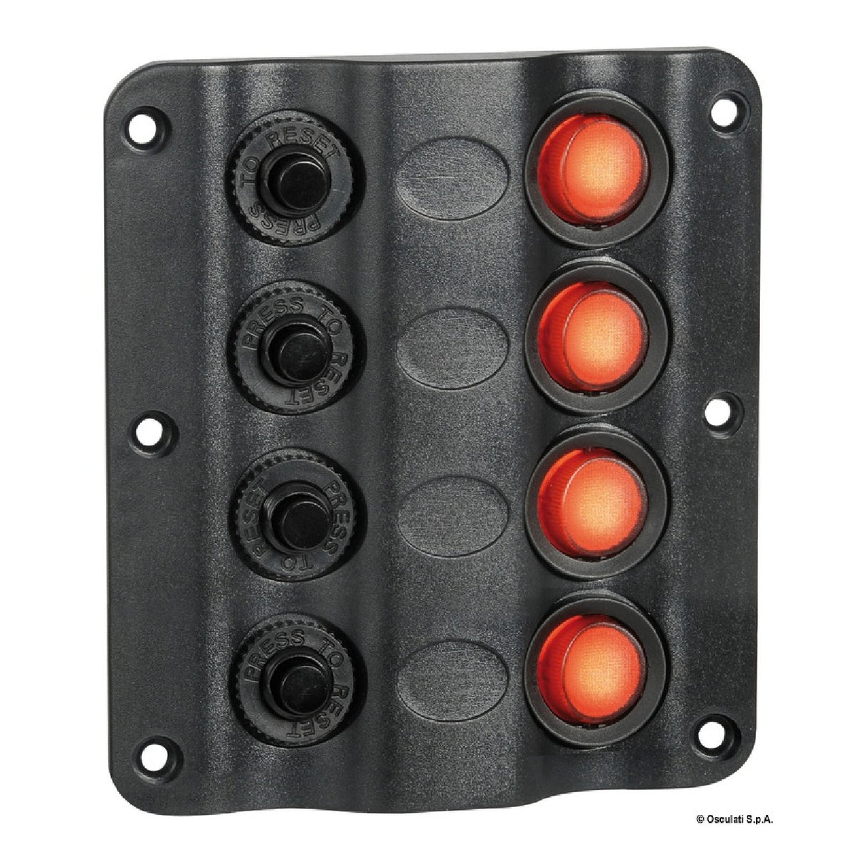 Osculati Pannello elettrico Wave Design con interruttori a bascula con LED 14.104.01