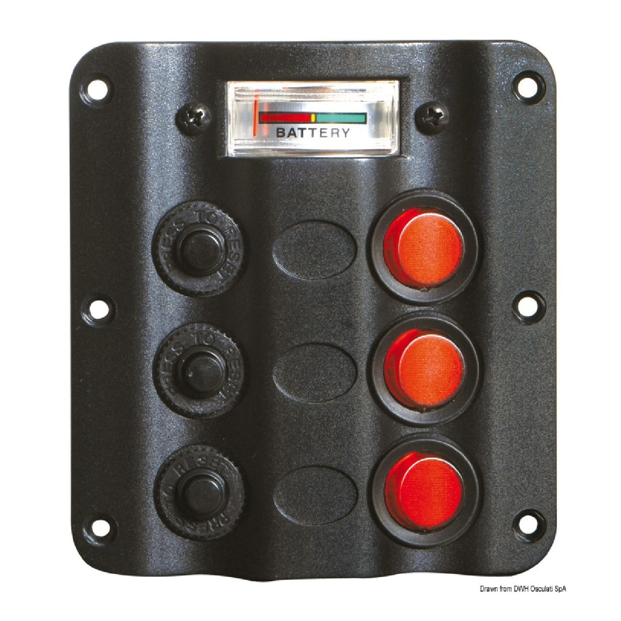 Cuadro eléctrico Osculati Wave Design con interruptores basculantes y LED 14.104.01