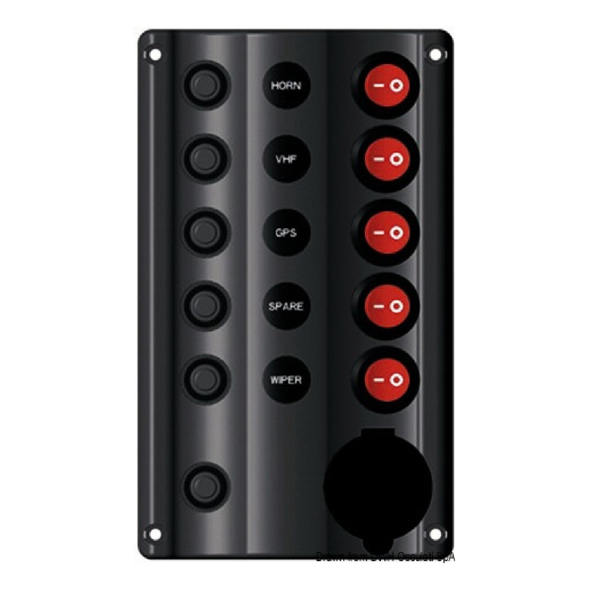 Osculati Pannello elettrico Wave Design con interruttori a bascula con LED 14.104.01