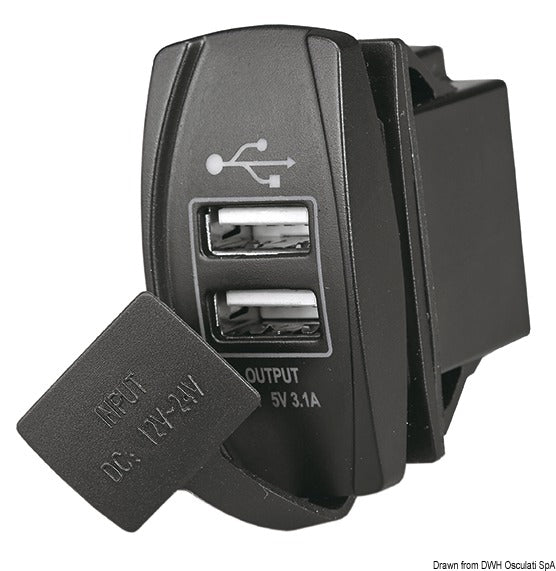 Osculati Doble Toma USB A+C y Voltímetro 12/24V 14.195.63