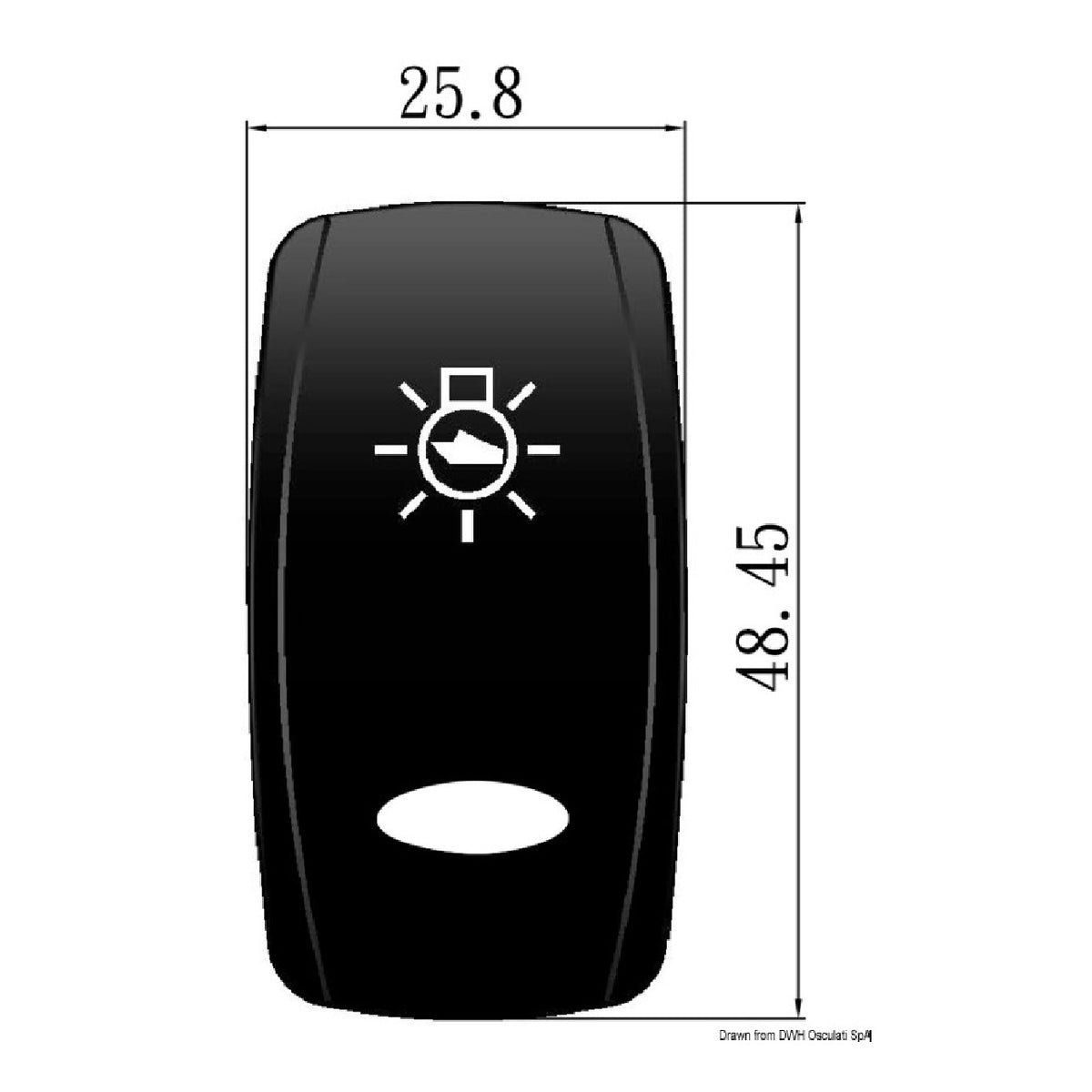 Osculati Lasergravierte Symbole OVAL Wippschalter für Marina TOP Schalter mit beleuchteten Symbolen 14.213.21
