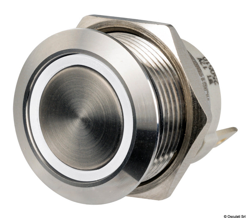 Interruptor de acero inoxidable Osculati FLAT ON Momentáneo - OFF 12/24 V blanco 14.315.05