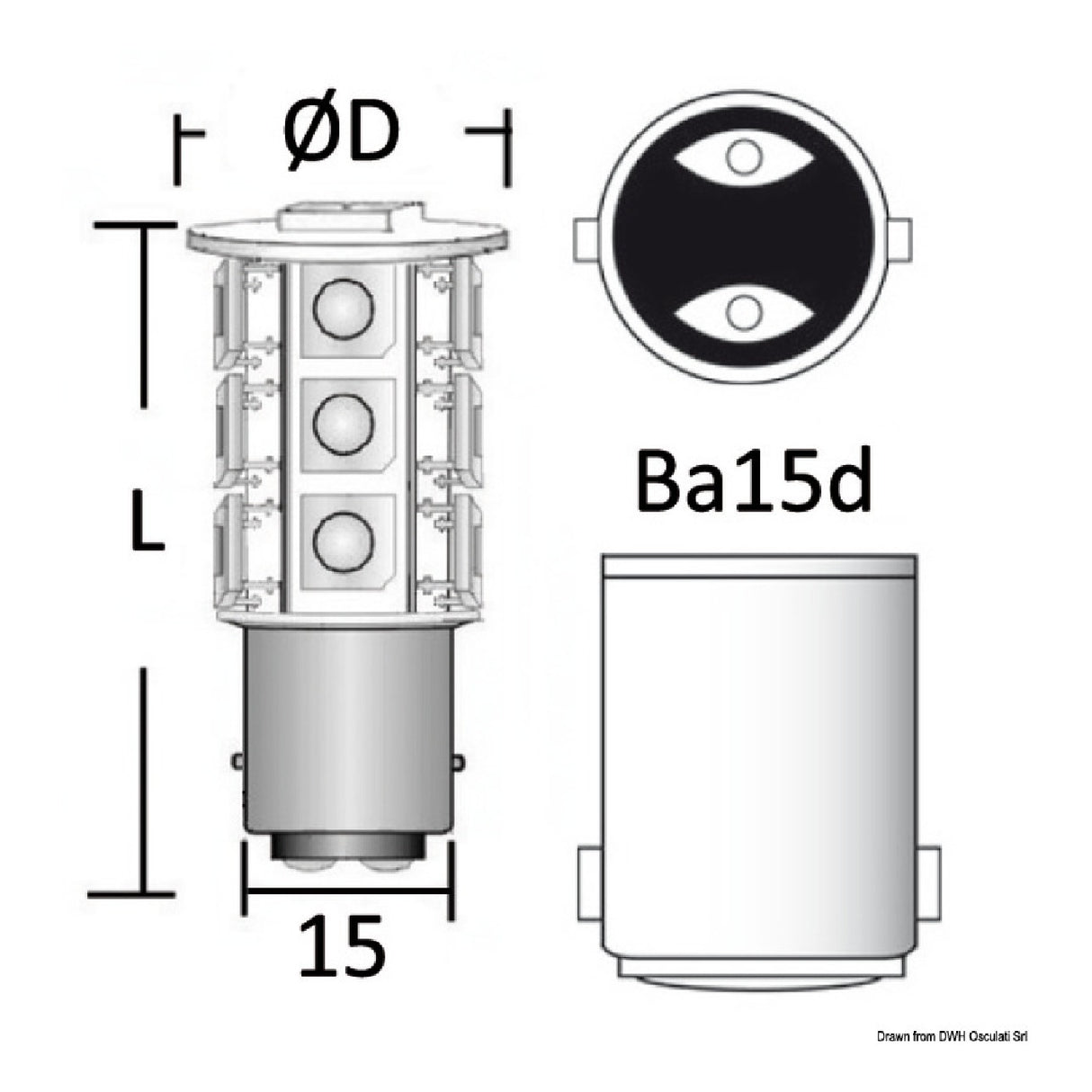 Osculati LED-Leuchtmittel 12/24 V BA15D 2-3,6-4 W 140-246-400 lm 14.443.11