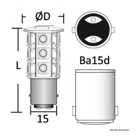 Osculati LED-Leuchtmittel 12/24 V BA15D 2-3,6-4 W 140-246-400 lm 14.443.11
