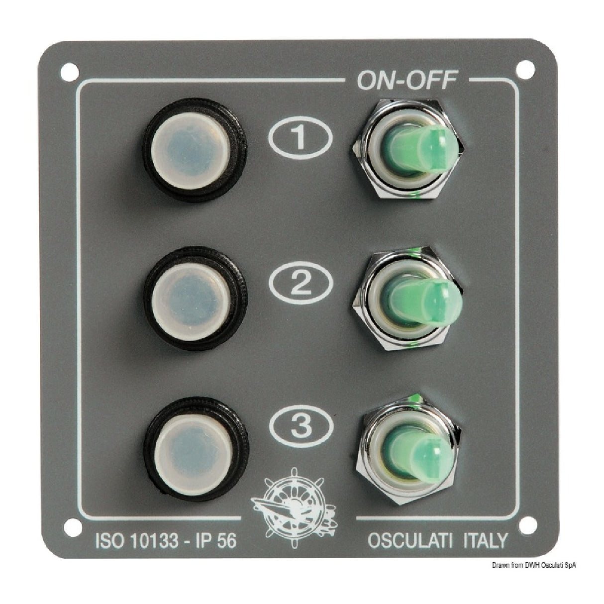 Osculati Pannello 3 interruttori riarmabili 14.800.00