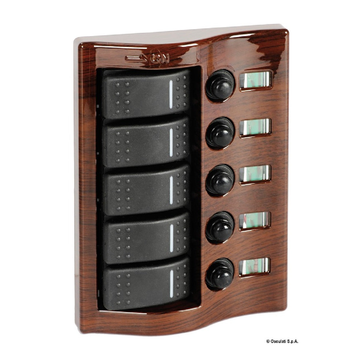 Osculati Pannello elettrico con interruttore carenato colore mogano 14.844.05
