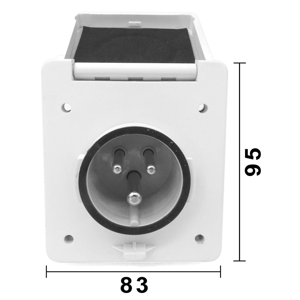 Toma Electra 16A 250V IP 56 IP 56 Amperios 16 Voltios 250 A mm 52 B mm 4 C mm 61