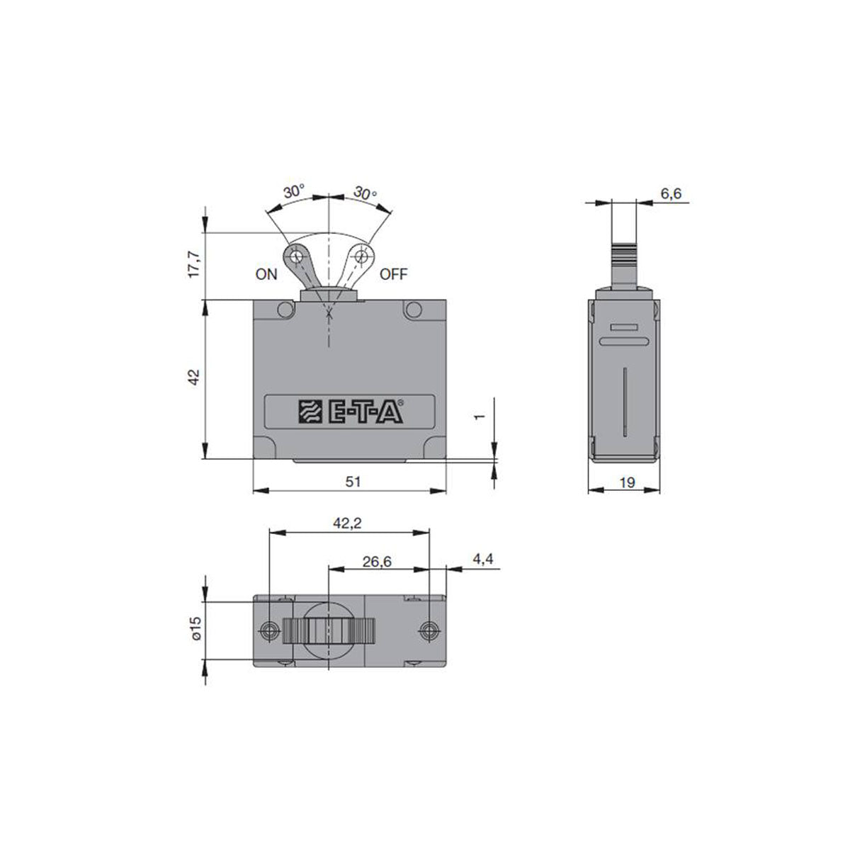 E-T-A- Engineering Technology Interruttore magneto-idraulico bipolare CA