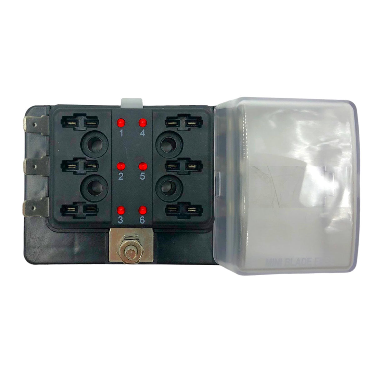 Caja de fusibles de cuchilla Electra Mini con 6 luces LED de alarma