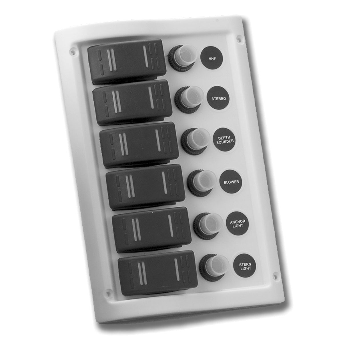 Trem 6-switch electrical panel, white