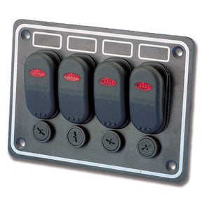 Trem Pannello comando stagno alluminio anodizzato nero con spia 4 interruttori - AmerigoStore
