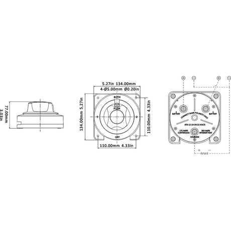 Trem Interruttore- deviatore per batterie Volts 9-32 Volts 9-32