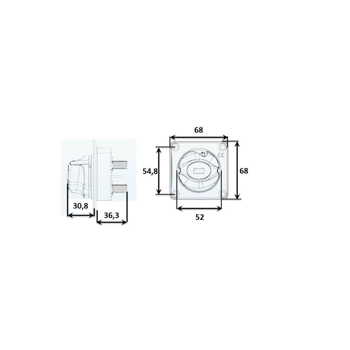 T-Power Stacca batteria montaggio a incasso Tensione 48V DC Tensione 48V DC