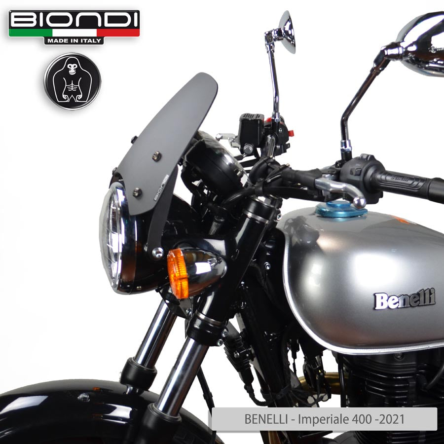Biondi Cupolino Sport Nero Satinato con Kit Montaggio - Moto Guzzi V7 / Triumph Bonneville / Yamaha XSR / Benelli Imperiale