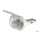 Cabina de ducha Osculati Oval, tubo PVC blanco, grifo monomando y pulsador ducha Mizar 15.240.01