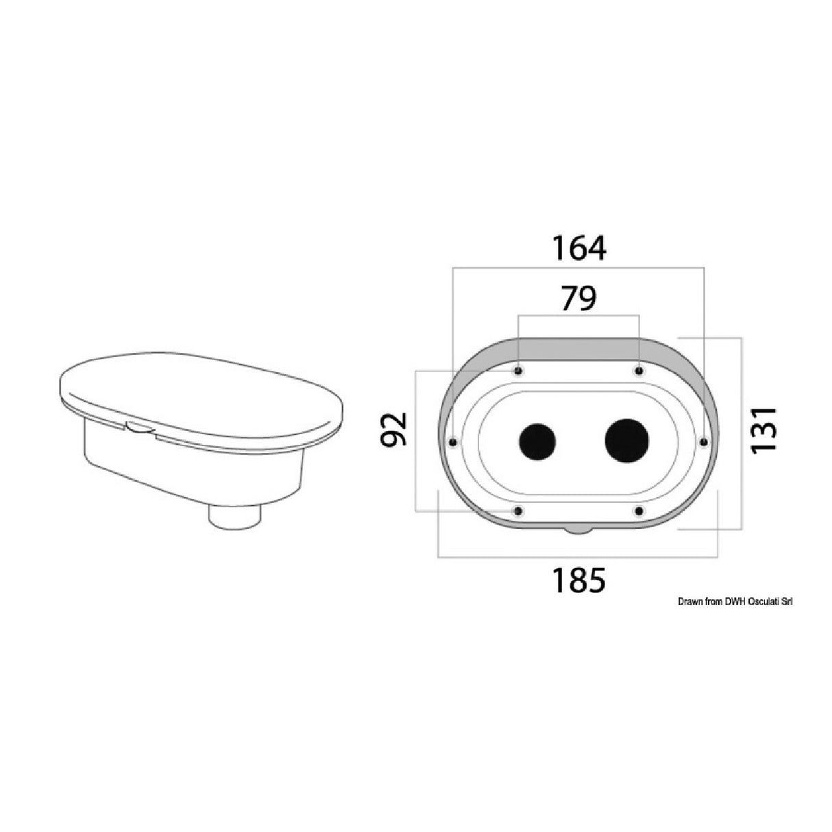 Osculati Box doccia Oval cromato tubo in nylon con miscelatore e doccia a pulsante Mizar 15.240.60