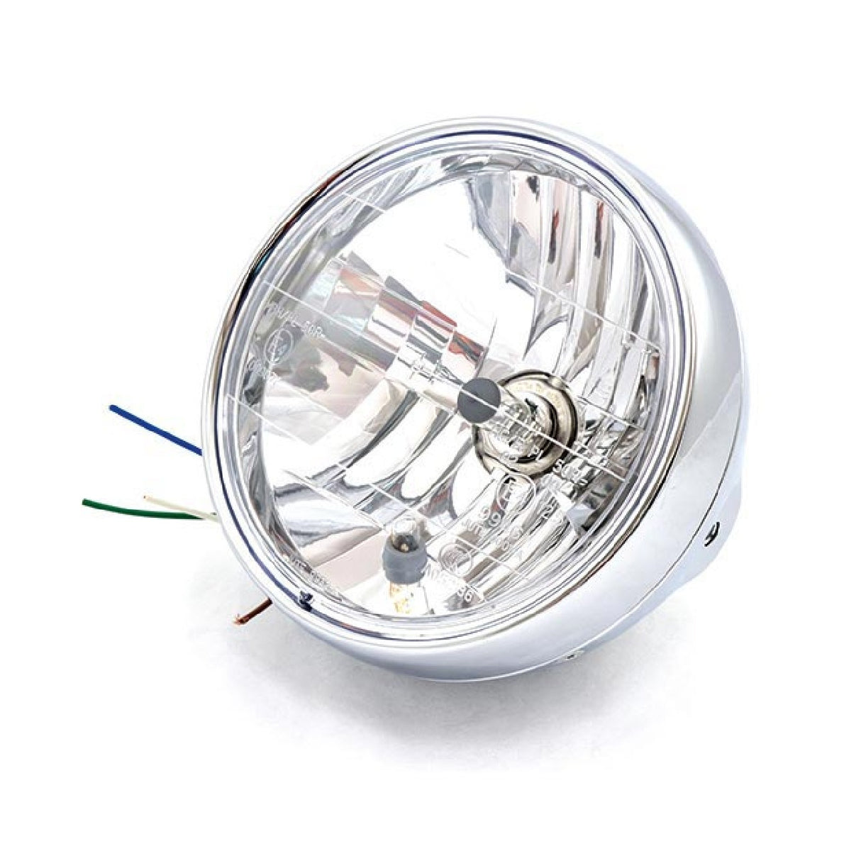 Universeller 190-mm-Motorradscheinwerfer aus Chrom mit H4-Glühbirne und Positionslicht