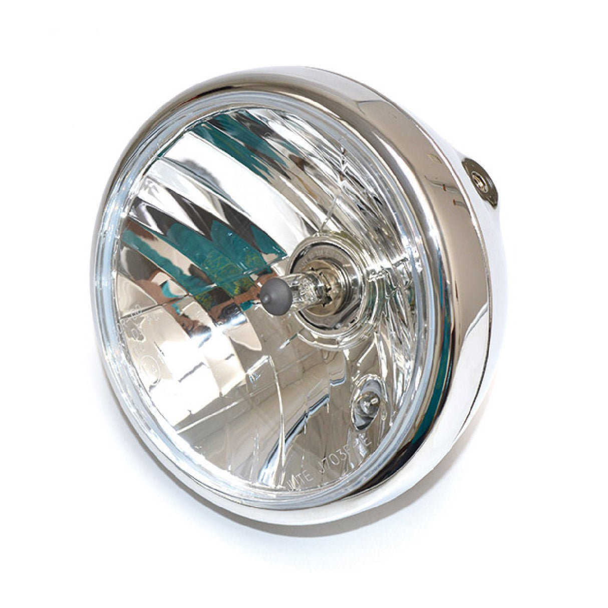 Universeller 190-mm-Motorradscheinwerfer in Chrom mit H4-Glühbirne und Positionslicht