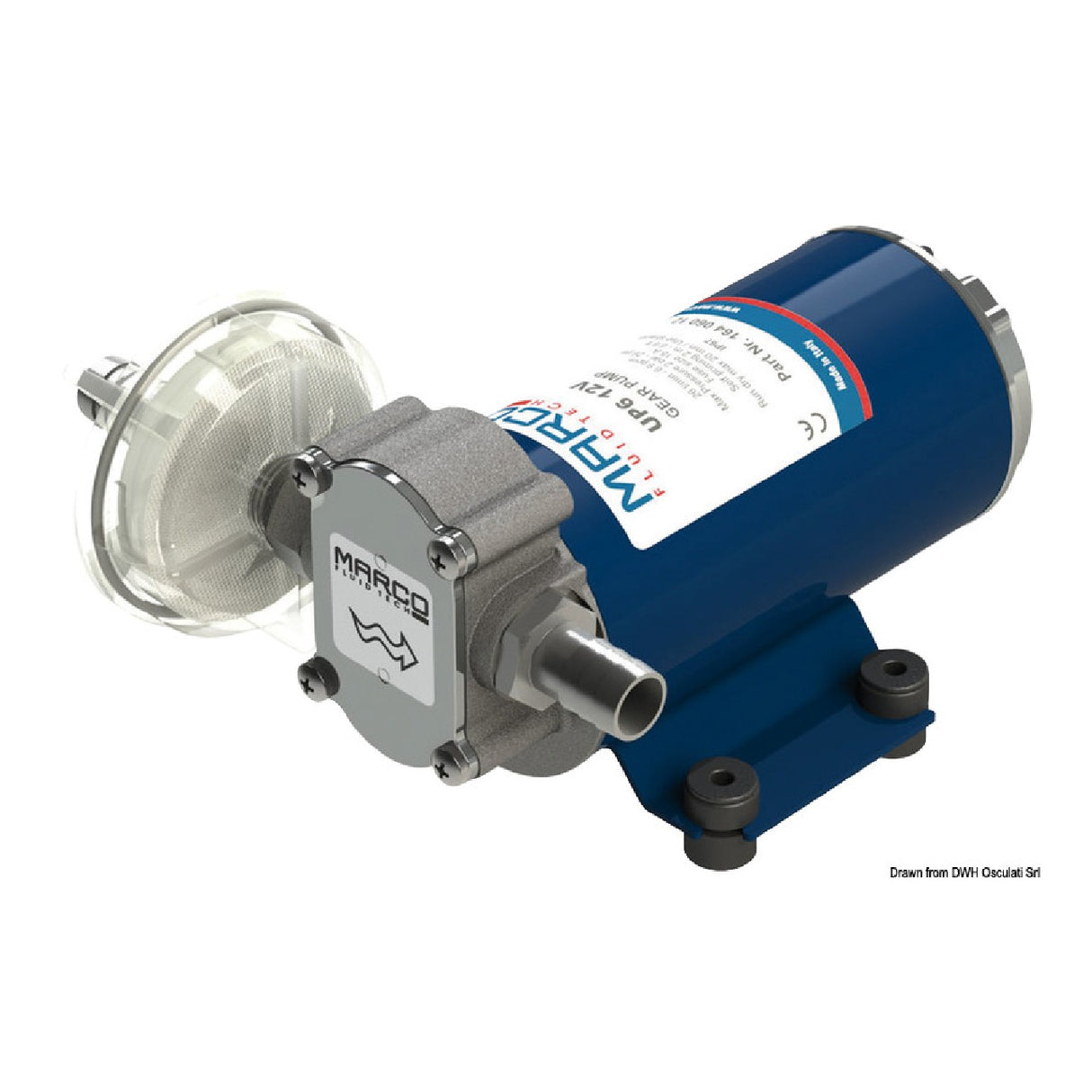 Bomba eléctrica autocebante Marco con engranajes de bronce para trasvase de gasóleo, anticongelante y agua.