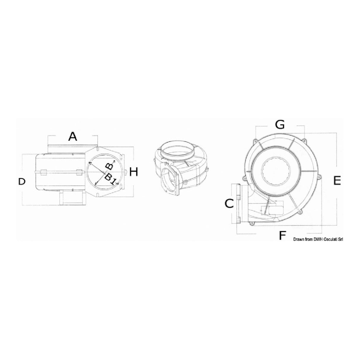 Osculati Aspiratore centrifugo per fissaggio a parete, omologato RINA 16.106.01