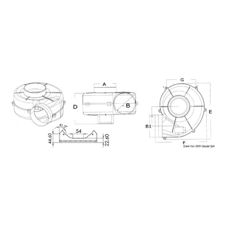 Osculati Aspiratore centrifugo per fissaggio con staffa, omologato RINA 16.107.01