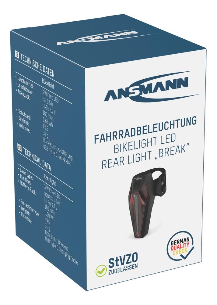 Luz trasera LED recargable para bicicleta Ansmann
