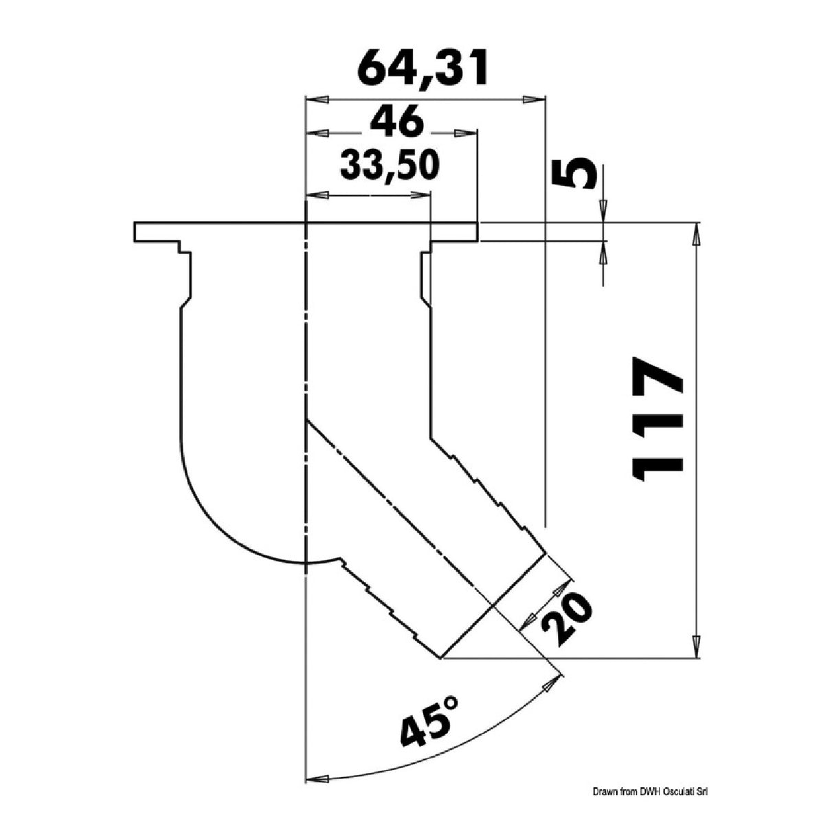 Osculati Scarico da pozzetto 45 con non-ritorno 17.118.01