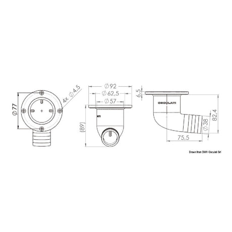 Osculati Cockpitablauf 90 mit Rückschlagventil 17.118.03