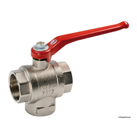 Osculati 3-Wege-Kugelhahn aus Messing, Innengewinde/Innengewinde, mit L- und T-Anschlüssen 17.229.00