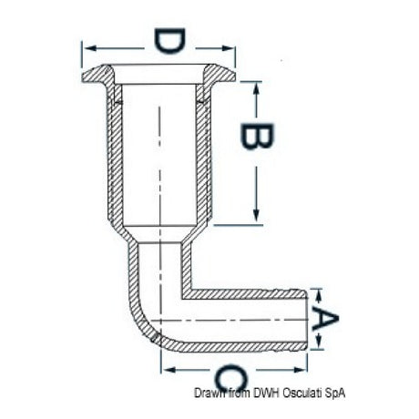 Osculati Scarico plastica bianca a 90 - 1/2 pollice 17.322.52