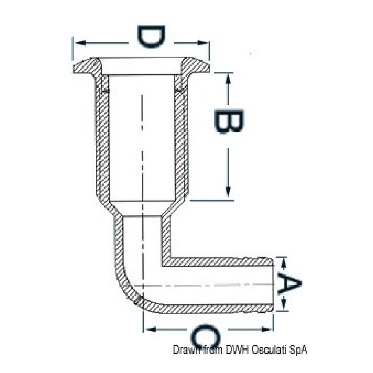 Desagüe de plástico blanco Osculati 90° - 1/2 pulgada 17.322.52