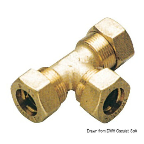 Osculati Raccordo a compressione in ottone per tubo in rame con tenuta 0 Ring a T 17.410.02
