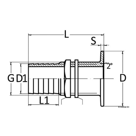 Osculati Scarico a mare con testa piatta a filo con portagomma 17.424.00